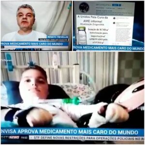 Participação para o telejornal Rede TV News da Rede TV, sobre a aprovação pela ANVISA do medicamento mais caro do mundo e segundo tratamento na época regulamentado no país, graças a nosso bom relacionamento com a agência pudemos colaborar para mais esta aprovação, fica a nossa esperança que os critérios para receber o medicamento possa ser ampliado para atender pacientes com mais de dois anos de idade e também que seu custo seja um pouco mais humano.